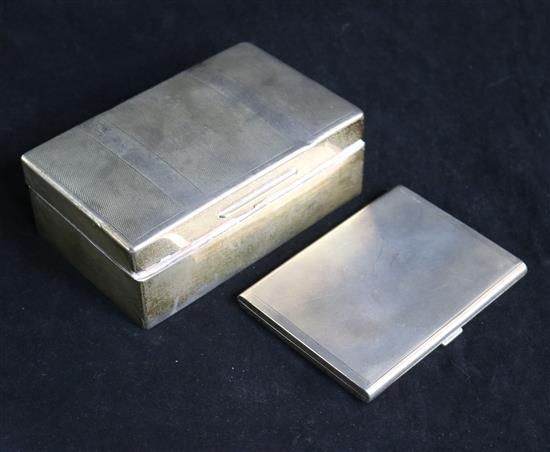 A 1920s silver cigarette box and a late silver cigarette case